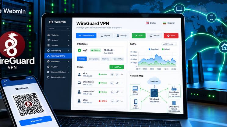 Webmin WireGuard: управление на WireGuard VPN през уеб интерфейс